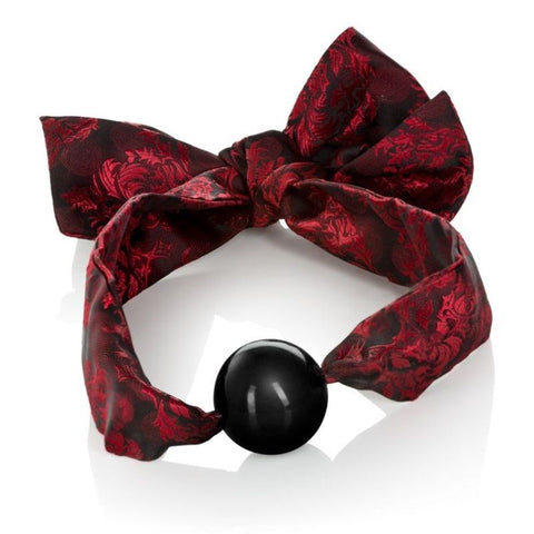 California Exotics Scandal Ball Gag Red Black Straps Silicone Ball - Bondage Gags and Bits