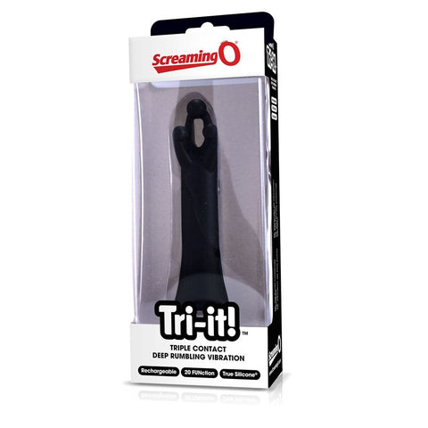 Screaming O Charged Tri it Black Triple Vibrator with 3 Point Stimulation - Personal Massagers