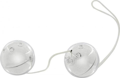 Seven Creations Silver Plastic Boxed Duo Ben Wa Balls with Retrieval Loop - Love Eggs and Kegel Exercisers