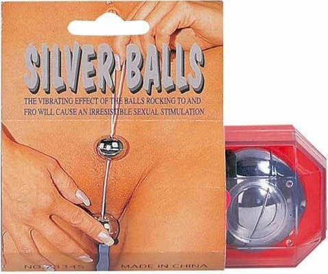 Seven Creations Silver Plastic Boxed Duo Ben Wa Balls with Retrieval Loop - Love Eggs and Kegel Exercisers