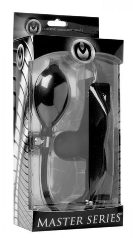 XR Brands Silencer Inflatable Locking BDSM Play Gag with Adjustable Size - Bondage Gags and Bits