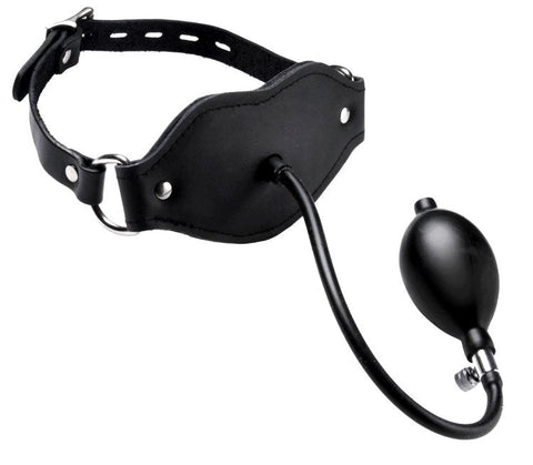 XR Brands Silencer Inflatable Locking BDSM Play Gag with Adjustable Size - Bondage Gags and Bits