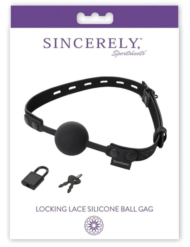 Sportsheets Sincerely Locking Lace BDSM Play Silicone Ball Gag with Keys - Bondage Gags and Bits