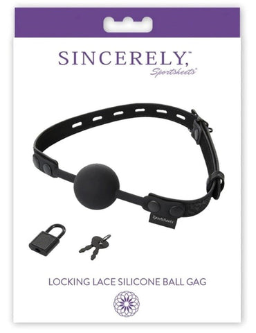 Sportsheets Sincerely Locking Lace BDSM Play Silicone Ball Gag with Keys - Bondage Gags and Bits
