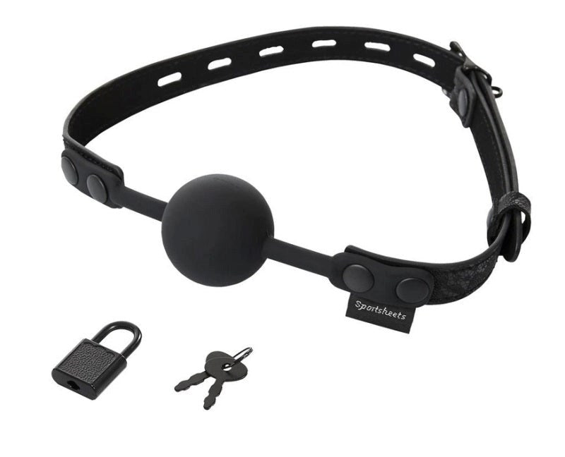 Sportsheets Sincerely Locking Lace BDSM Play Silicone Ball Gag with Keys - Bondage Gags and Bits