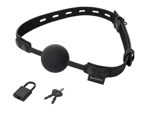 Sportsheets Sincerely Locking Lace BDSM Play Silicone Ball Gag with Keys - Bondage Gags and Bits