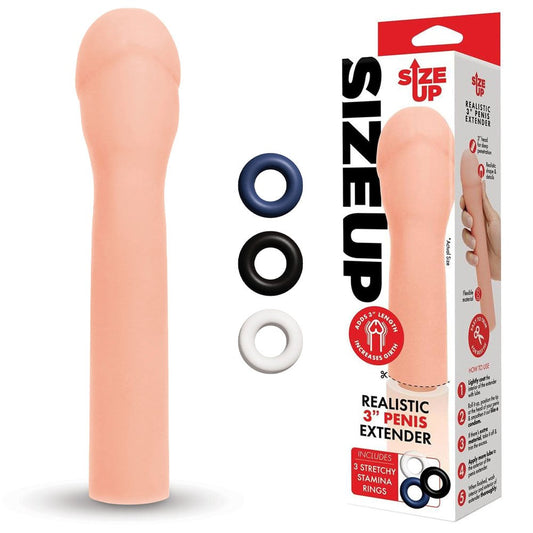 Xgen Products Size Up Mens Realistic Penis Extender Sleeve with Stamina Rings - - Penis Sleeves and Extenders