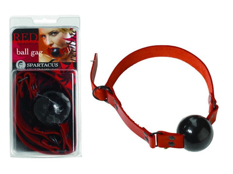 Spartacus Red Rubber Ball Gag with D Ring Closure Large BDSM Restraint - Bondage Gags and Bits