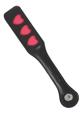 Sportsheets 12 Inch Leather Heart Impression Paddle Heart Design Impact Play - Paddles And Slappers