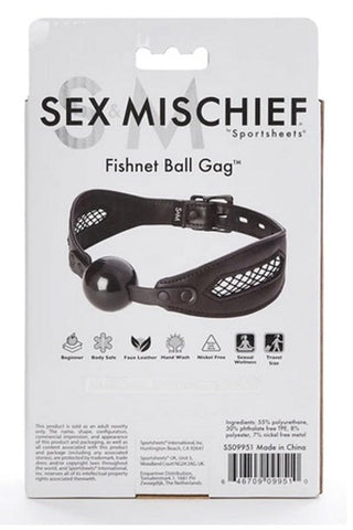 Sportsheets Fishnet Ball Gag Silencing BDSM Sex Toy for Couples - Bondage Gags and Bits