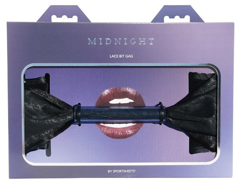 Sportsheets Midnight Lace Bit Gag Sensual Oral Restraint with Lace - Bondage Gags and Bits