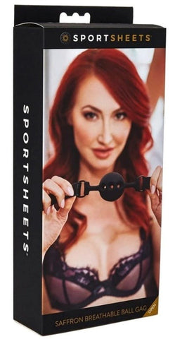 Sportsheets Saffron Breathable Ball Gag with Locking Buckle - Bondage Gags and Bits
