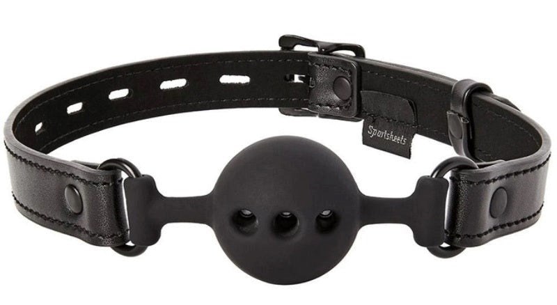 Sportsheets Saffron Breathable Ball Gag with Locking Buckle - Bondage Gags and Bits
