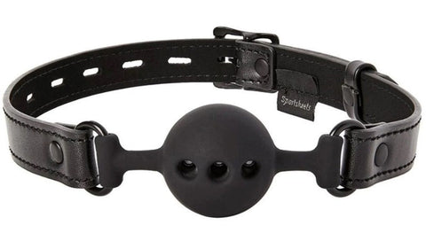 Sportsheets Saffron Breathable Ball Gag with Locking Buckle - Bondage Gags and Bits