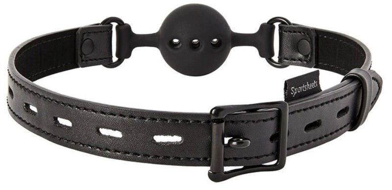 Sportsheets Saffron Breathable Ball Gag with Locking Buckle - Bondage Gags and Bits