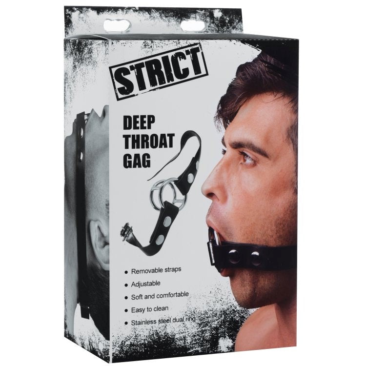 XR Brands Strict Deep Throat Gag Dual Ring Mouth Opening System - - Bondage Gags and Bits