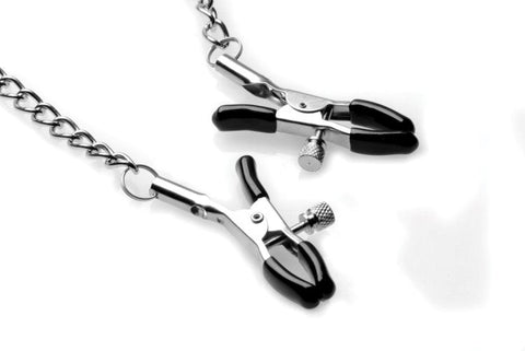 XR Brands Strict Silicone Ball Gag With Nipple Clamps Black BDSM Restraint - Bondage Gags and Bits