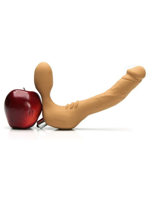 Tantus Real Strapless Slim Vibrating Double Dildo Hands Free Partner Play - - Vibrating Dildos