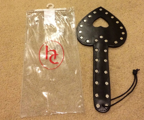 Hells Couture Uberkinky Heart Shaped Leather Paddle with Studs - Paddles And Slappers