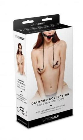 Xgen Products Whipsmart Diamond Ball Gag and Nipple Clips BDSM Restraint Set - Bondage Gags and Bits