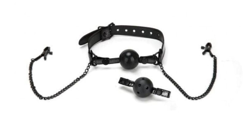 Xgen Products Whipsmart Diamond Ball Gag and Nipple Clips BDSM Restraint Set - - Bondage Gags and Bits