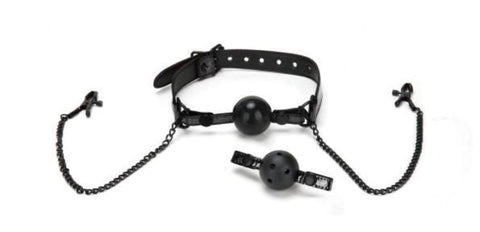 Xgen Products Whipsmart Diamond Ball Gag and Nipple Clips BDSM Restraint Set - Bondage Gags and Bits