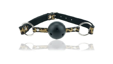 BDStyle Wild Leopard Ball Gag with Breathable Design - Bondage Gags and Bits