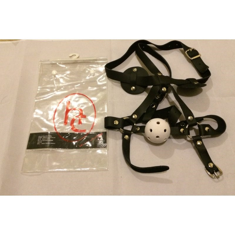 Hells Couture WildSecrets Gag & Blinker Leather Bondage Set - - Bondage Gags and Bits