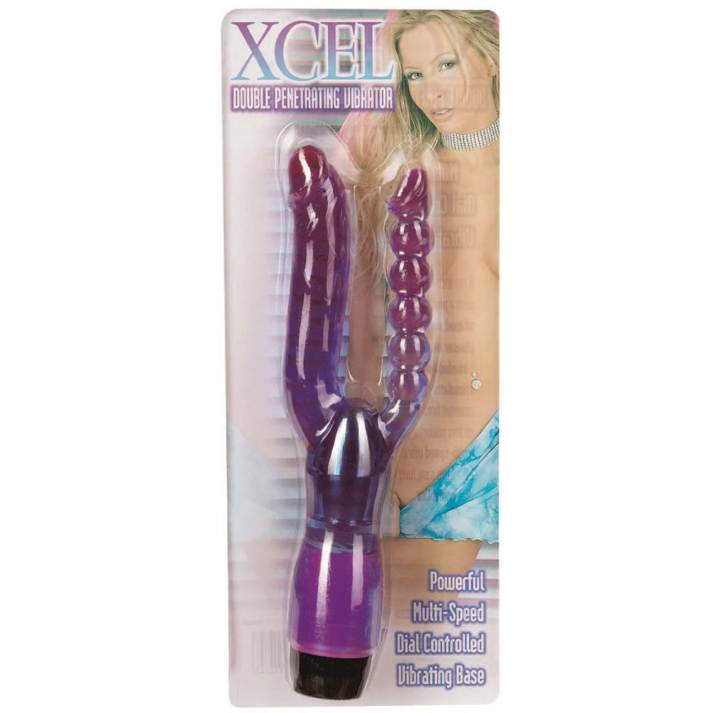Seven Creations Xcel Double Penetrating Penis Shape Vibrator Dual Stimulation - - Anal Vibrators