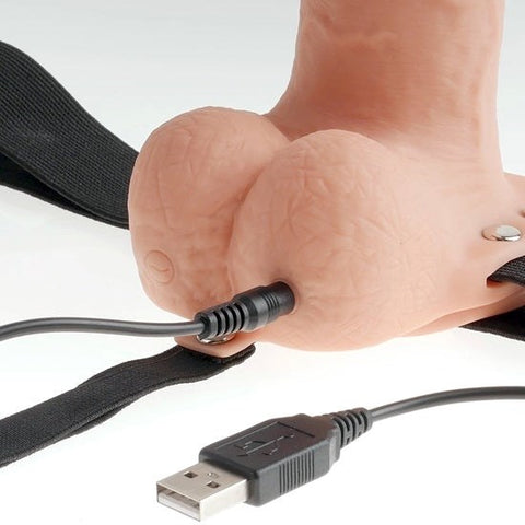 Pipedream Products Fetish Fantasy 7 In Hollow Rechargeable Strap On Remote Control - Strap On Sextoys