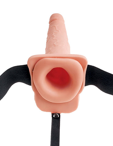 Pipedream Products Fetish Fantasy 7.5 Inch Hollow Squirting Strap On with Balls - Strap On Sextoys