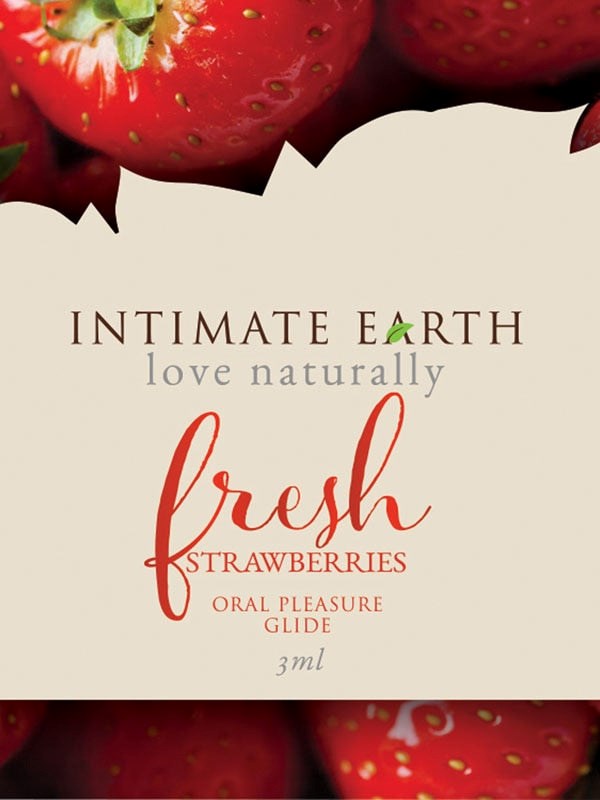 Intimate Earth Fresh Strawberry 3ml Foil Flavored Glide for Oral Sex - - Massage Oils and Lubricants