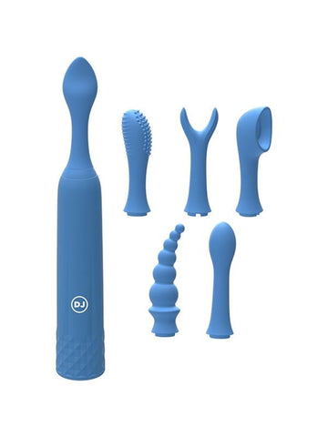 Doc Johnson IVibe Select iQuiver 7 Piece Set Periwinkle Rechargeable Vibrator - Personal Massagers