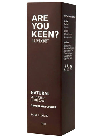 Luvloob Are You Keen Oil Based Lubricant Chocolate 75ml Long Lasting Glide - Massage Oils and Lubricants