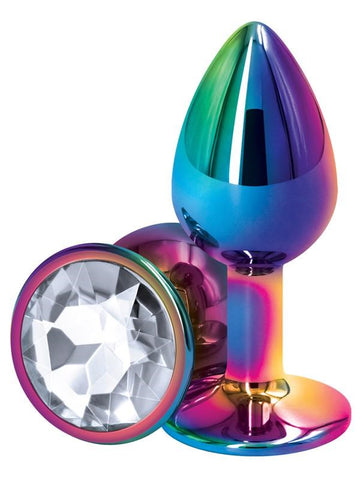 NS Novelties Rear Assets Multicolor Small Butt Plug Clear Aluminum Construction - Butt Plugs
