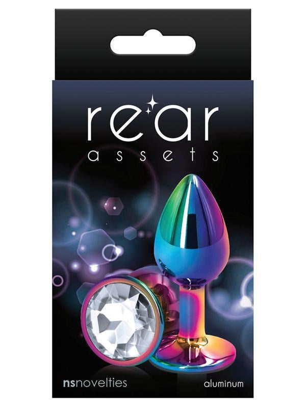 NS Novelties Rear Assets Multicolor Small Butt Plug Clear Aluminum Construction - Butt Plugs