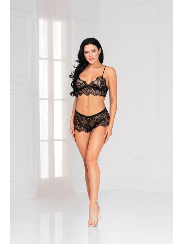 Seven til Midnight Enchanting Bra Set Black XL Sheer Lace Underwire - - Bras and Bra Sets