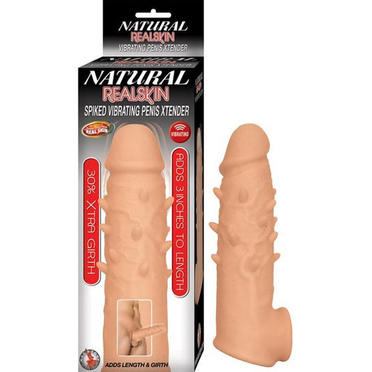 NATURAL REALSKIN Spiked Vibrating Penis Xtender - - Pumps, Extenders and Sleeves