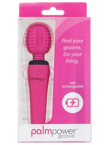 BMS Factory Palm Power Groove Mini Wand Fuchsia Clitoral Vibrator - Body Wands