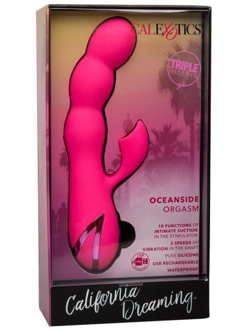 California Exotics California Dreaming Oceanside Silicone Rabbit Vibrator Pink Triple Motor - Rabbit Vibrators