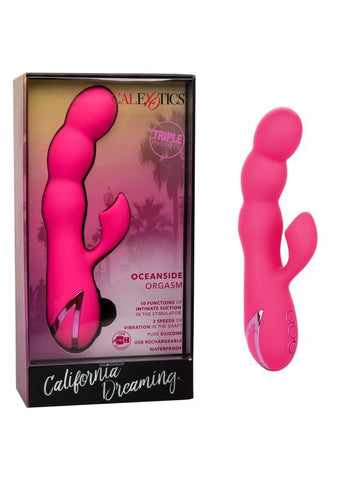 California Exotics California Dreaming Oceanside Silicone Rabbit Vibrator Pink Triple Motor - Rabbit Vibrators