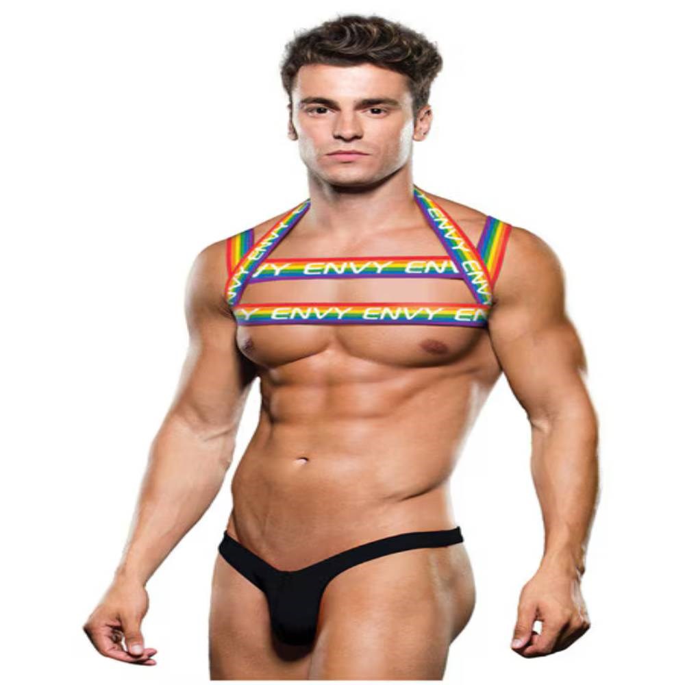 Envy Menswear Rainbow Mens Chest Harness Bold Pride Fashion - Cuffs and Restraints
