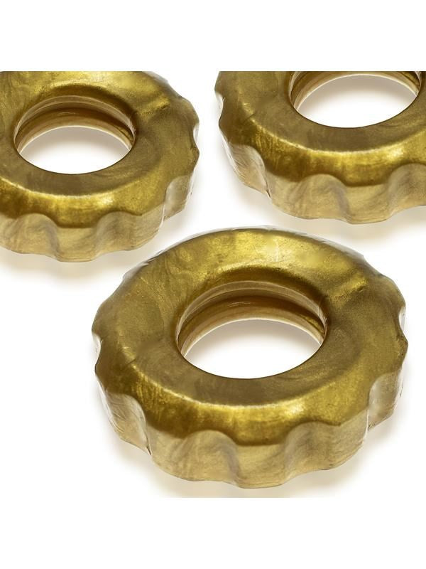 Hunkyjunk Super Huj 3 Pack Cock Rings Bronze Metallic Max Stretch Design - - Cock Ring Sets