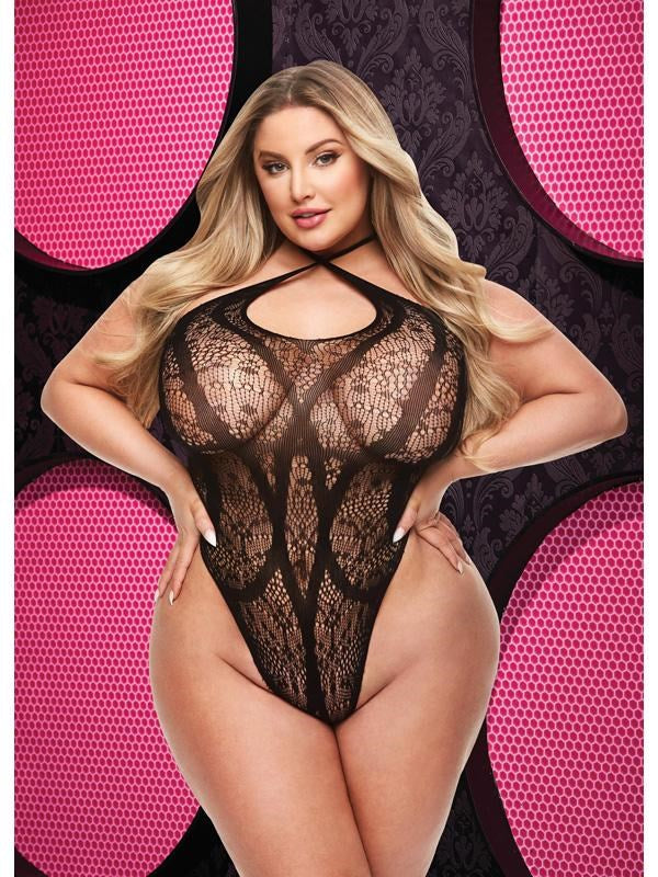 Lapdance Lingerie Criss Cross Lace Teddy Queen Black - - Teddies and Bodysuits