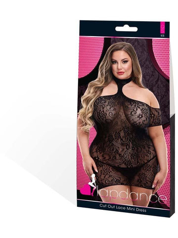 Xgen Products Lapdance Lingerie Cut Out Lace Mini Dress Black XL ENV Seductive - Body Stockings