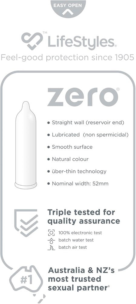 Ansell LifeStyles ZERO Condoms 40s Ultra Thin Protection - - Condoms