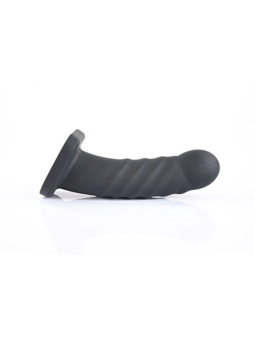 Sportsheets Merge Banx Ribbed Hollow Dildo Black 8 Inch Body Safe - Realistic Dildos
