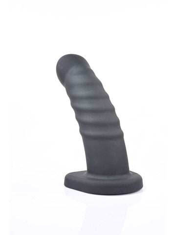 Sportsheets Merge Banx Ribbed Hollow Dildo Black 8 Inch Body Safe - Realistic Dildos