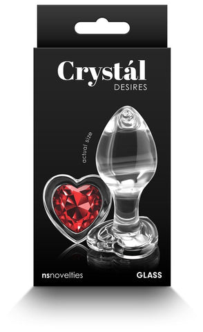 NS Novelties Crystal Desires Red Heart Butt Plug Medium Borosilicate Glass - Butt Plugs