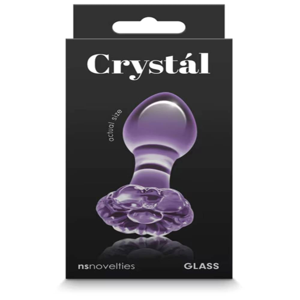 NS Novelties Crystal Flower Glass Butt Plug Premium Borosilicate Design - - Butt Plugs